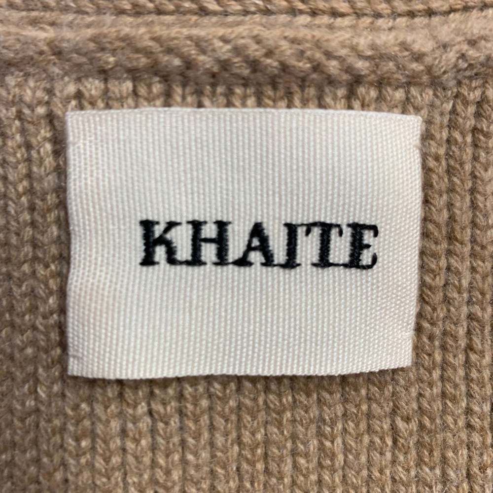 KHAITE Scarlet Beige Cashmere Two Pockets V-Neck Cardigan - Picture 5 of 6